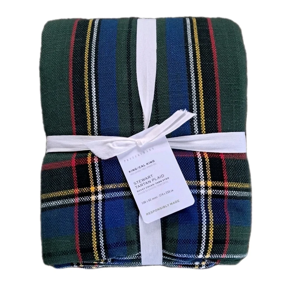 Pottery Barn Stewart Plaid Cotton Duvet Cover King - California King